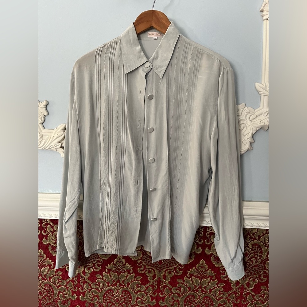 Pale Blue Silk Blouse